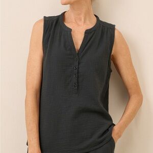 Pact black Coastal Double Gauze Henley Tank. Never worn!